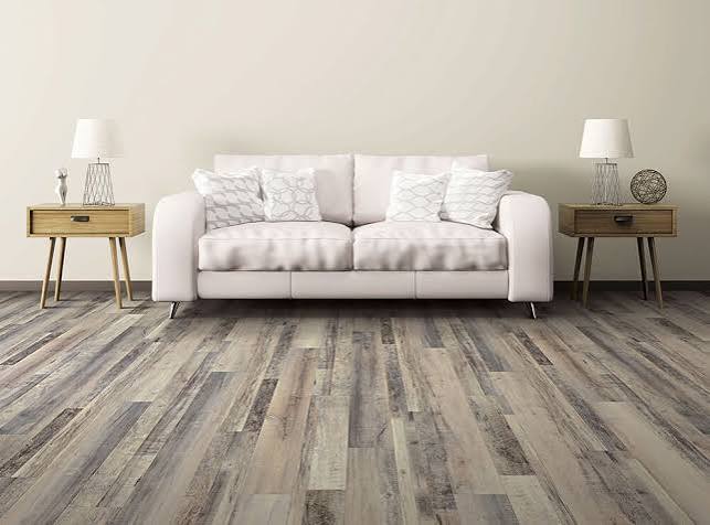Vinyl plank flooring installed in a modern Dubai interior